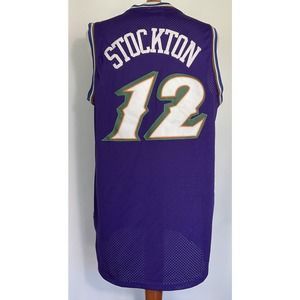 VINTAGE ADIDAS UTAH JAZZ JOHN STOCKTON STITCHED JERSEY SIZE MEDIUM
